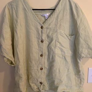 Stripped cropped tie shirt